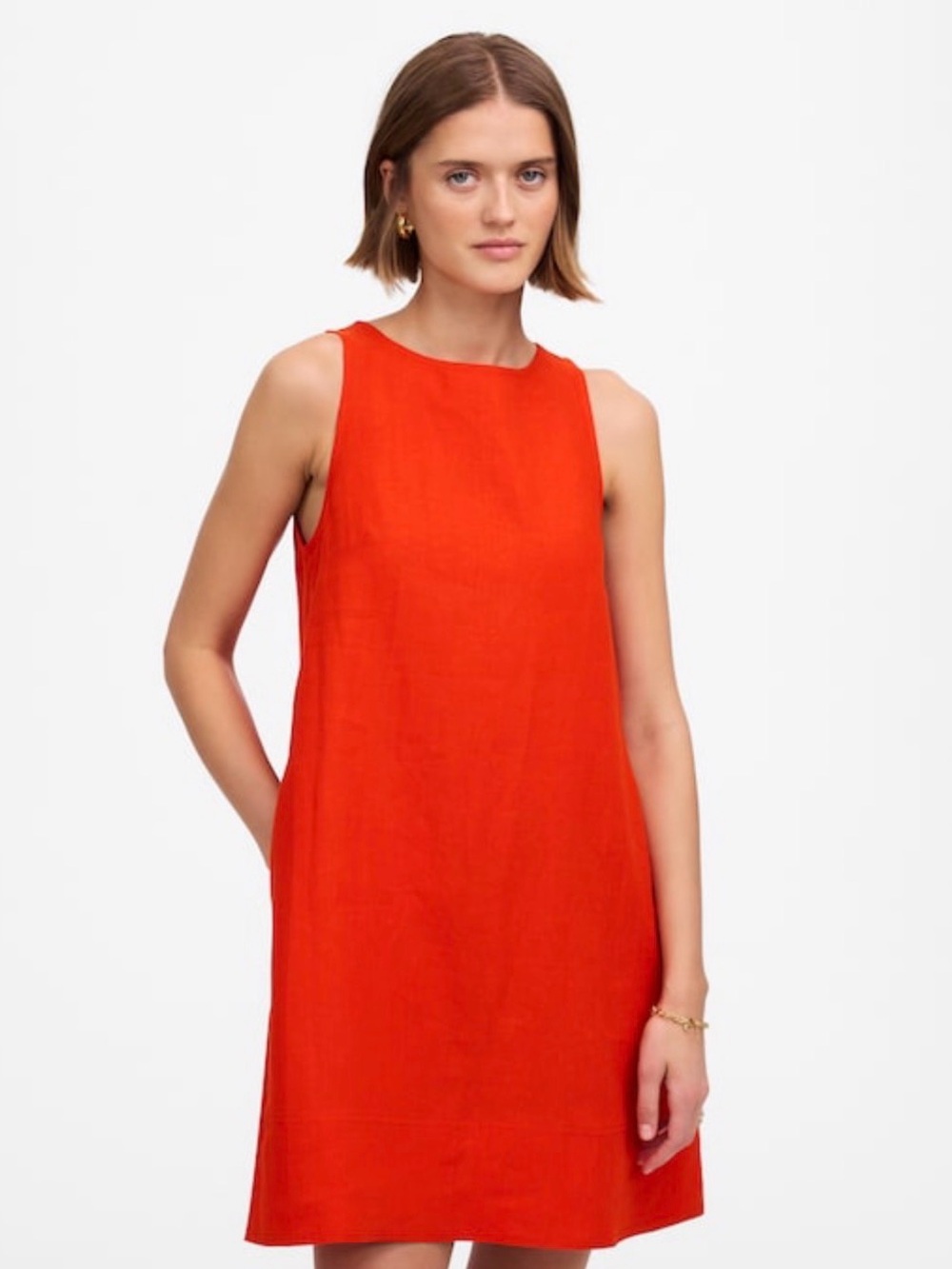 Madewell Sleeveless Shift Dress in Coral-Red